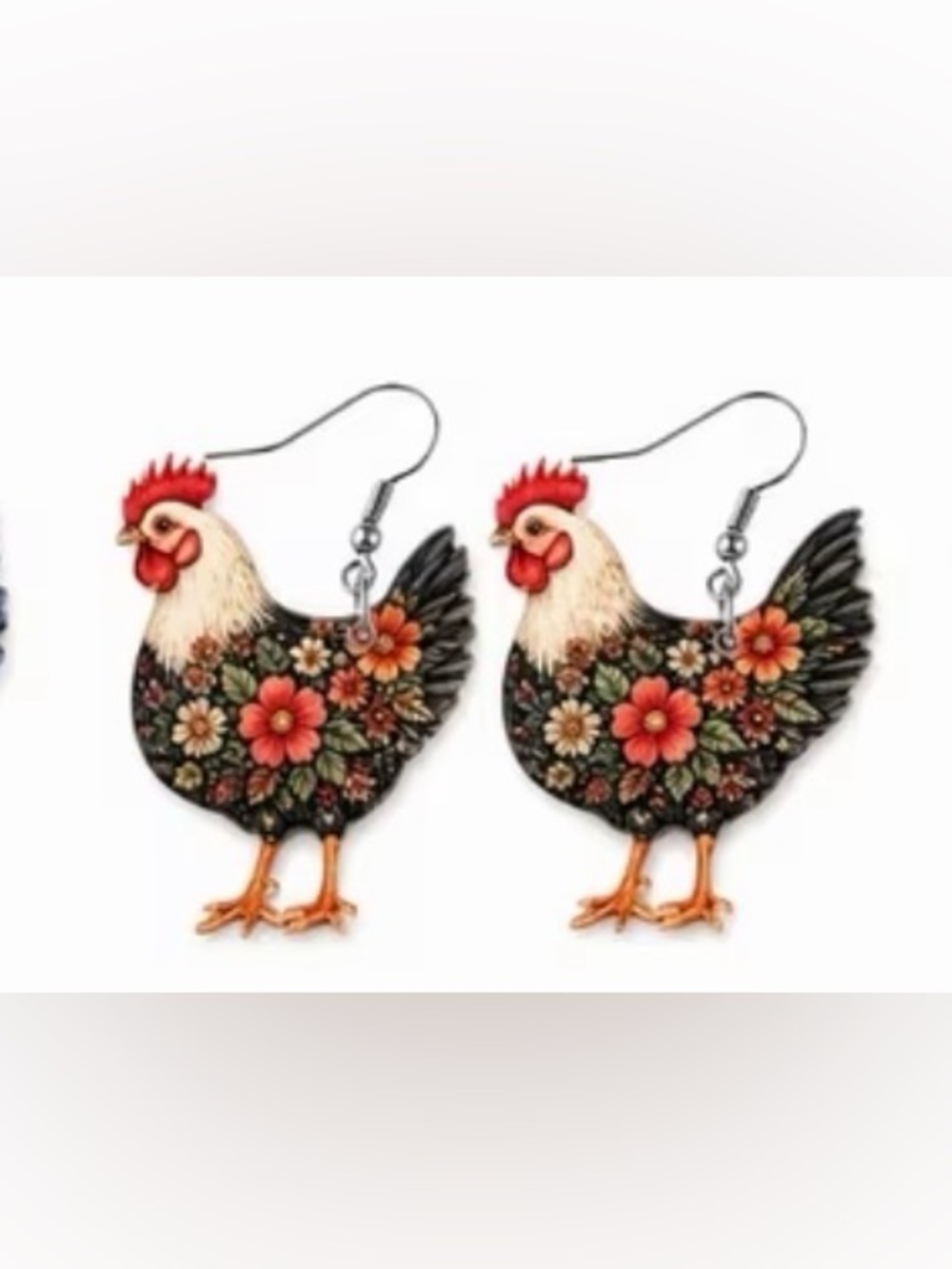 Floral green Hen Dangle Earrings - Women Jewelry